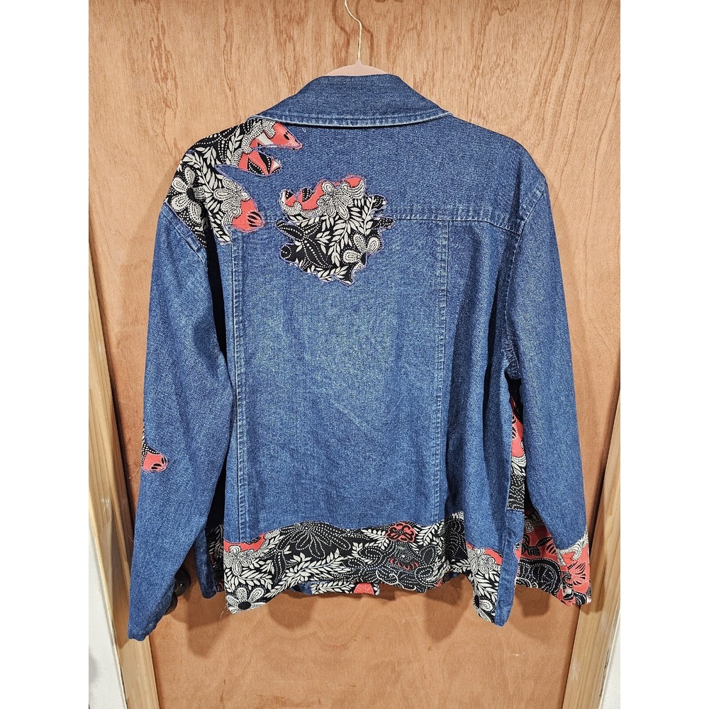 New Direction Women's Embroidered Floral Button Front Long Sleeve Denim Shirt - Picture 14 of 14